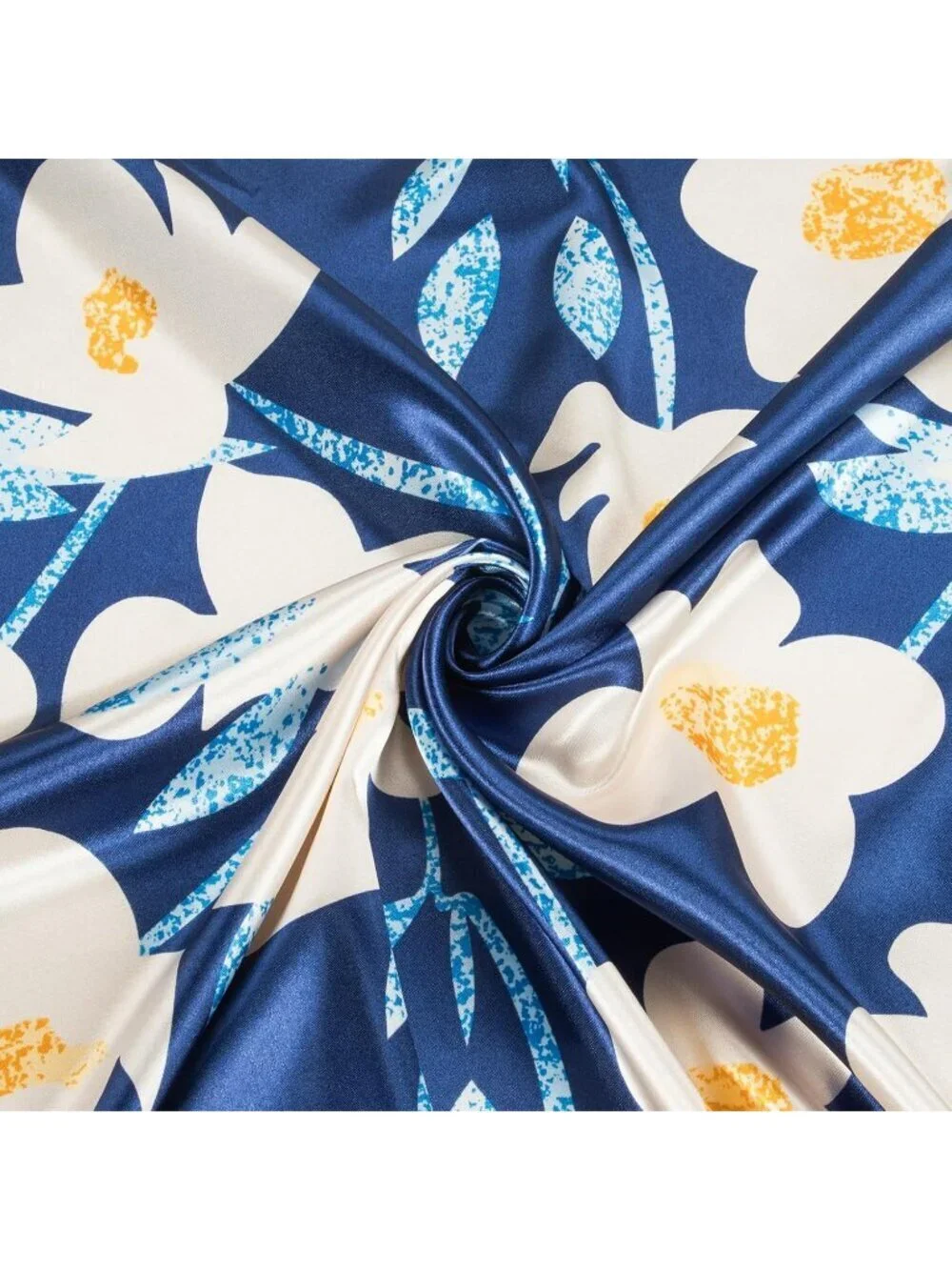 Women's Dark Blue Printed Square Scarf Bandanas Hair Scarf 35 Inches
